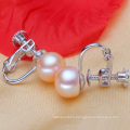 Not Hurting Round Screw On Barrel Pierced Silver Freshwater Pearl Clip On Earrings